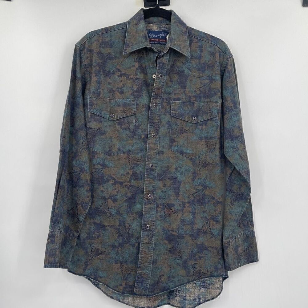 Wrangler Multicolor Long Sleeve Western Print Pearl Snap Button Up Shirt XL